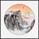 圓形泰山日出國(guó)畫