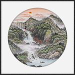 圓形國畫山水