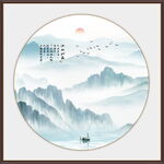 圓形水墨山水畫