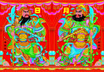 傳統(tǒng)中式彩色門神畫像