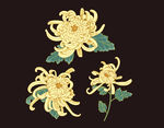 手繪黃色菊花花卉圖案