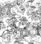 水墨山林線描圖