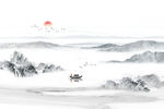 中式山水屏風畫