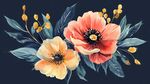 水彩花卉插畫 雙花綻放