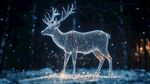 夢幻發(fā)光鹿于雪夜森林