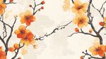 水墨風(fēng)橙黃花卉枝頭綻放
