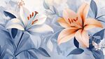 清新百合花卉插畫圖案