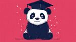 戴學(xué)士帽的可愛(ài)熊貓