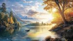 秋日湖畔靜謐美景