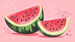 夏日雙片西瓜插畫