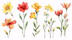 水彩花卉集合插畫