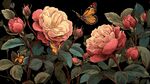 薔薇綻放間的蝶舞之美
