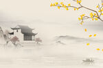 新中式屏風(fēng)山水畫