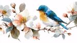藍(lán)鳥棲繁花枝頭