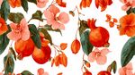 石榴花卉圖案水彩插畫(huà)