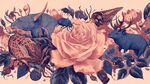 玫瑰旁的奇幻動物花卉世界