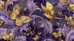 紫色金紋花鳥奢華圖案