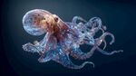 夢幻透明章魚在深海舞動
