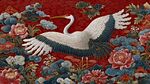 丹頂鶴翱翔于繁花云海間