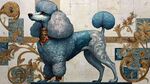 復(fù)古風(fēng)藍(lán)色貴賓犬藝術(shù)畫