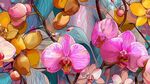 夢幻多彩蘭花綻放圖