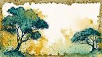 水彩風(fēng)雙樹自然風(fēng)景圖