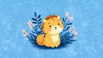 可愛小獅子與花卉插畫