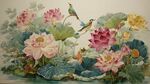 荷塘花鳥圖
