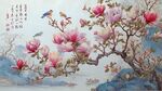 玉蘭花枝上的靈動鳥兒