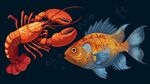 龍蝦與彩魚的海底畫面