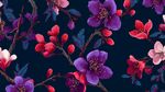 深藍(lán)色底多彩花卉圖案