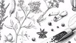 手繪香料與草本植物圖