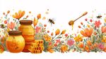 蜂蜜與花卉的甜蜜插畫