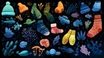 針織冬品與海洋元素插畫