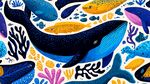 海洋生物繽紛插畫世界