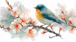 藍(lán)鳥棲于繁花枝頭