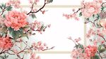 中式粉花邊框唯美背景圖