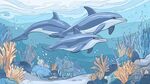 海豚悠游海底夢幻珊瑚間