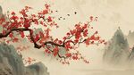 紅梅映山景 飛鳥(niǎo)伴春歸