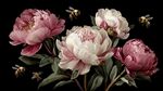 芍藥綻放間蜜蜂飛舞