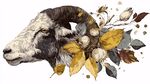 羊頭花卉插畫藝術(shù)圖