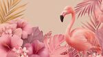 粉色火烈鳥與爛漫花卉世界