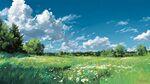 夏日綠野藍天夢幻風光