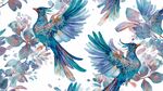 水彩飛鳥花卉圖案設(shè)計