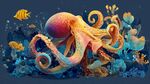 奇幻海底的多彩章魚世界