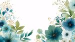 藍綠花卉邊框插畫