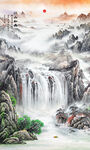豎幅玄關(guān)山水畫