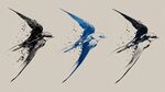 三只飛鳥水墨風(fēng)藝術(shù)畫