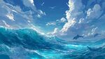 碧海藍天間的海豚逐浪