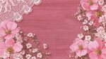 粉色花卉蕾絲木質背景圖